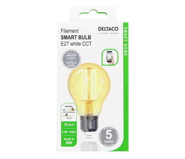Deltaco SMART H LED filament lamp E27 WiFI 2.4GHz 5.5W 470lm Dim - 1308508 - zdjęcie 2